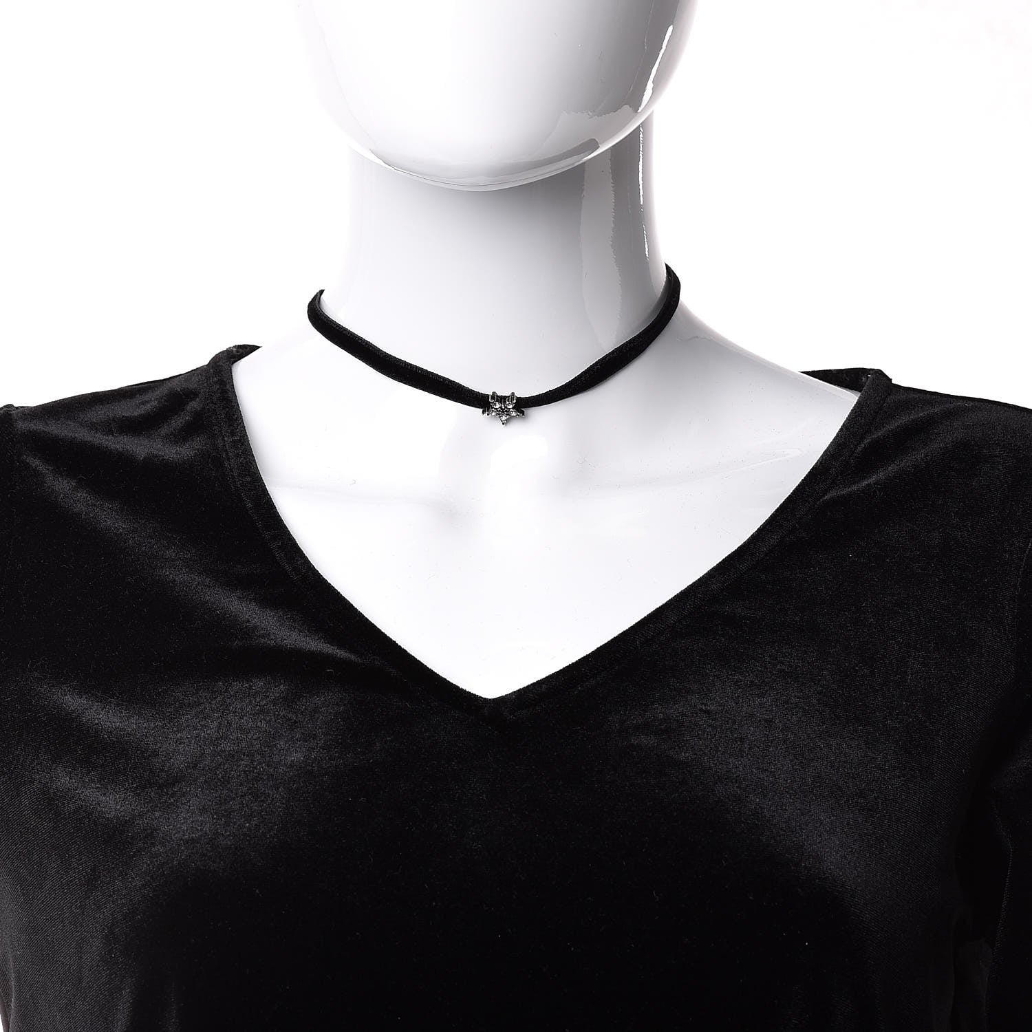 Christian Dior Velvet Crystal Star Choker Necklace Black 2 of 5