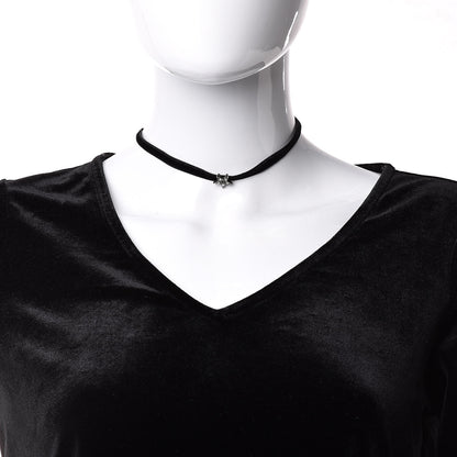 Christian Dior Velvet Crystal Star Choker Necklace Black 2 of 5