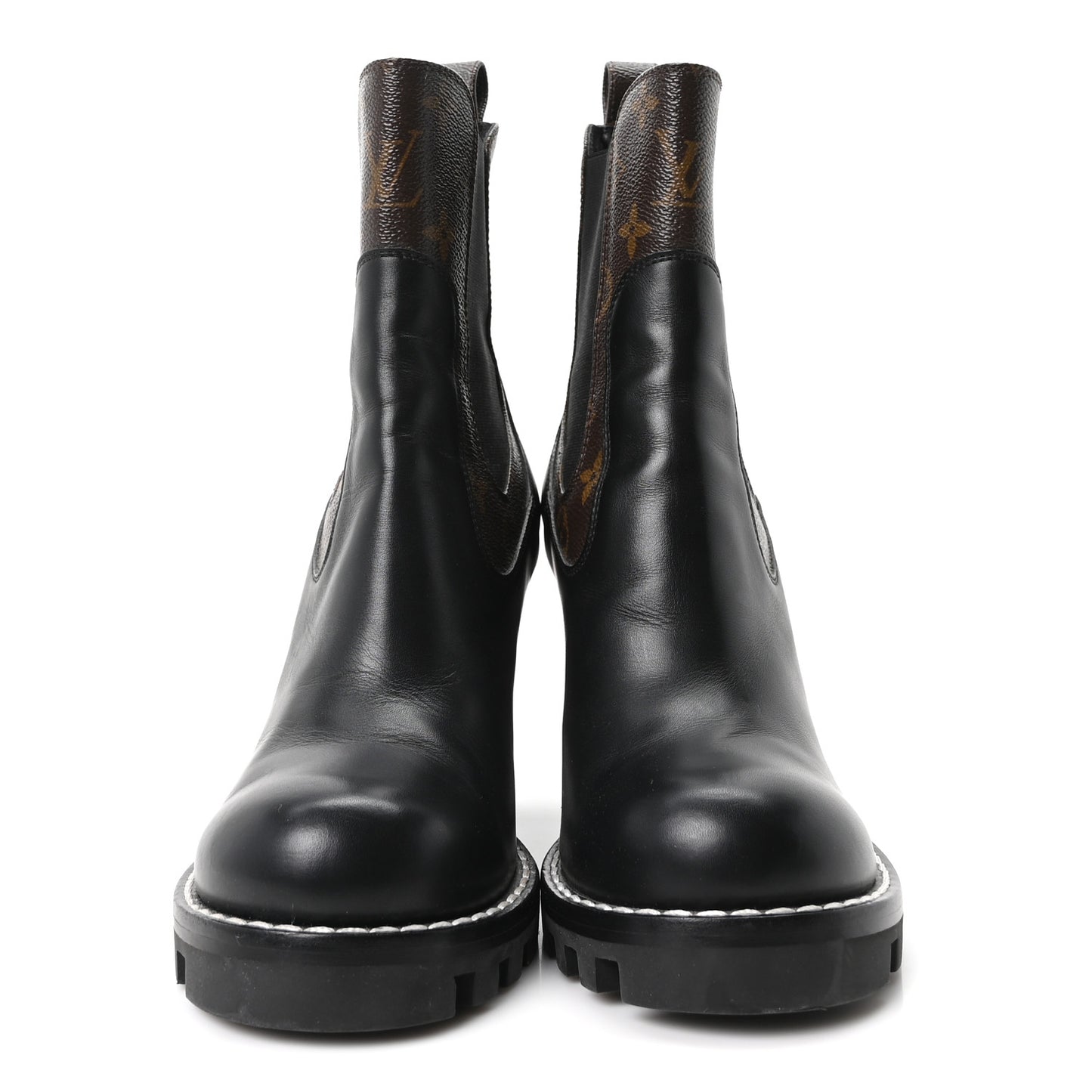 Calfskin Monogram Star Trail Chelsea Ankle Boots 40 Black