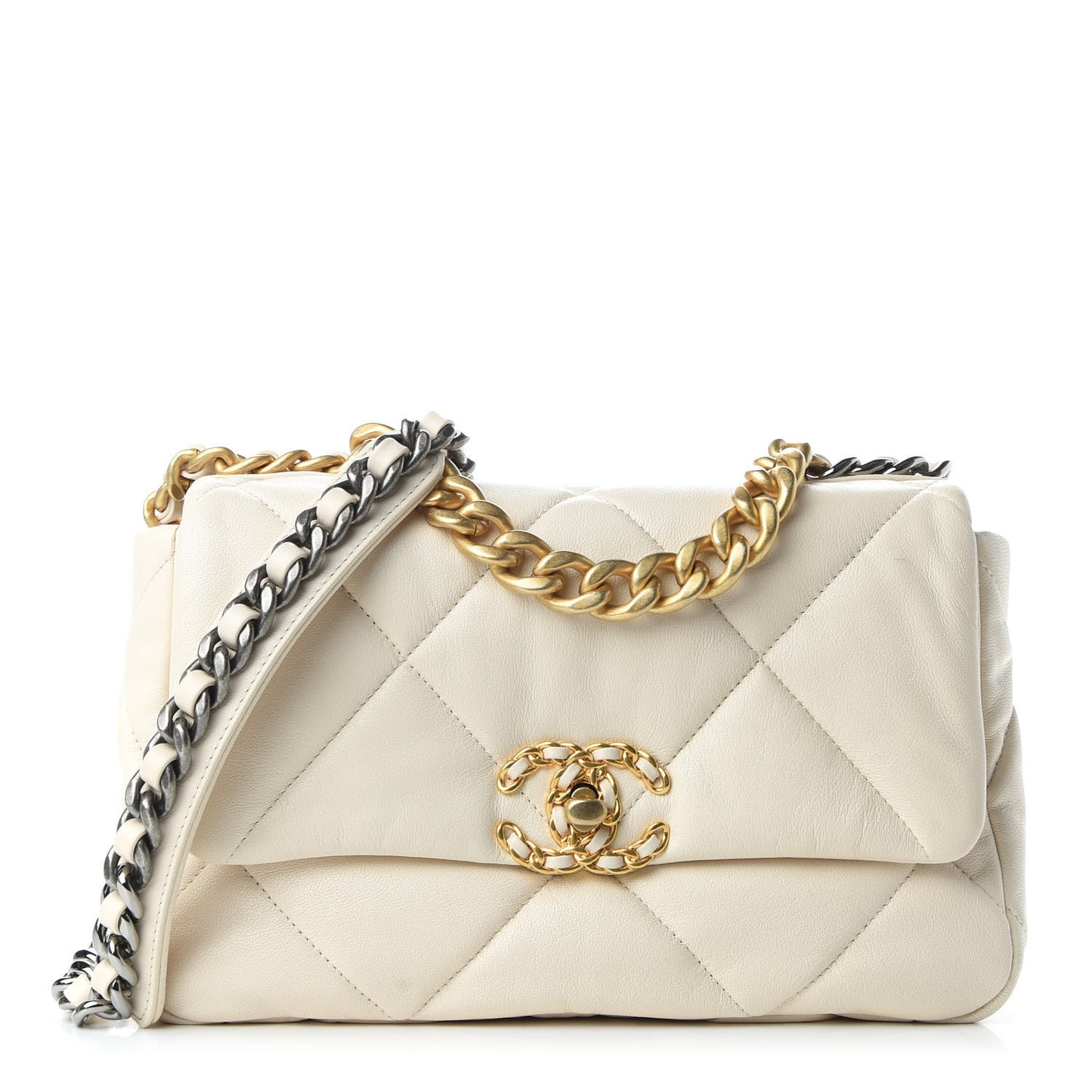 Lambskin Quilted Medium 19 Flap White
