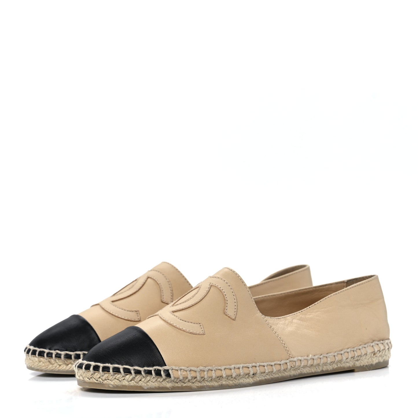 Lambskin CC Espadrilles 38 Beige Black