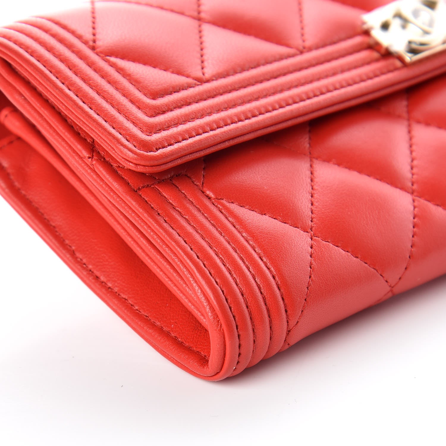 Chanel Lambskin Quilted Boy Flap Wallet Red 5 of 11