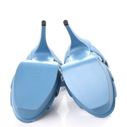 Saint Laurent Grained Calfskin Tribute 105 Platform Sandals 37 Blue 5 of 10