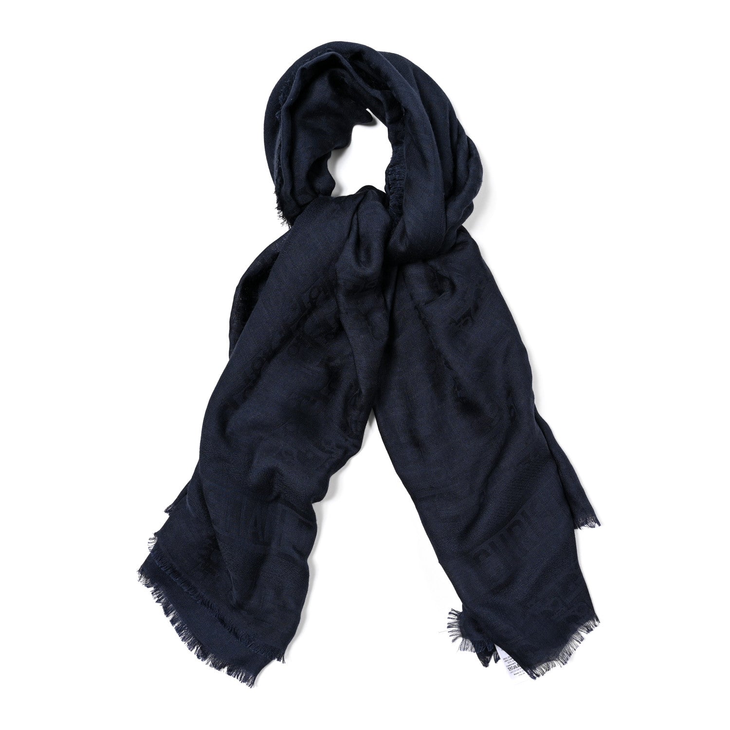 Christian Dior Silk Oblique Shawl 140 Navy Blue 1 of 3