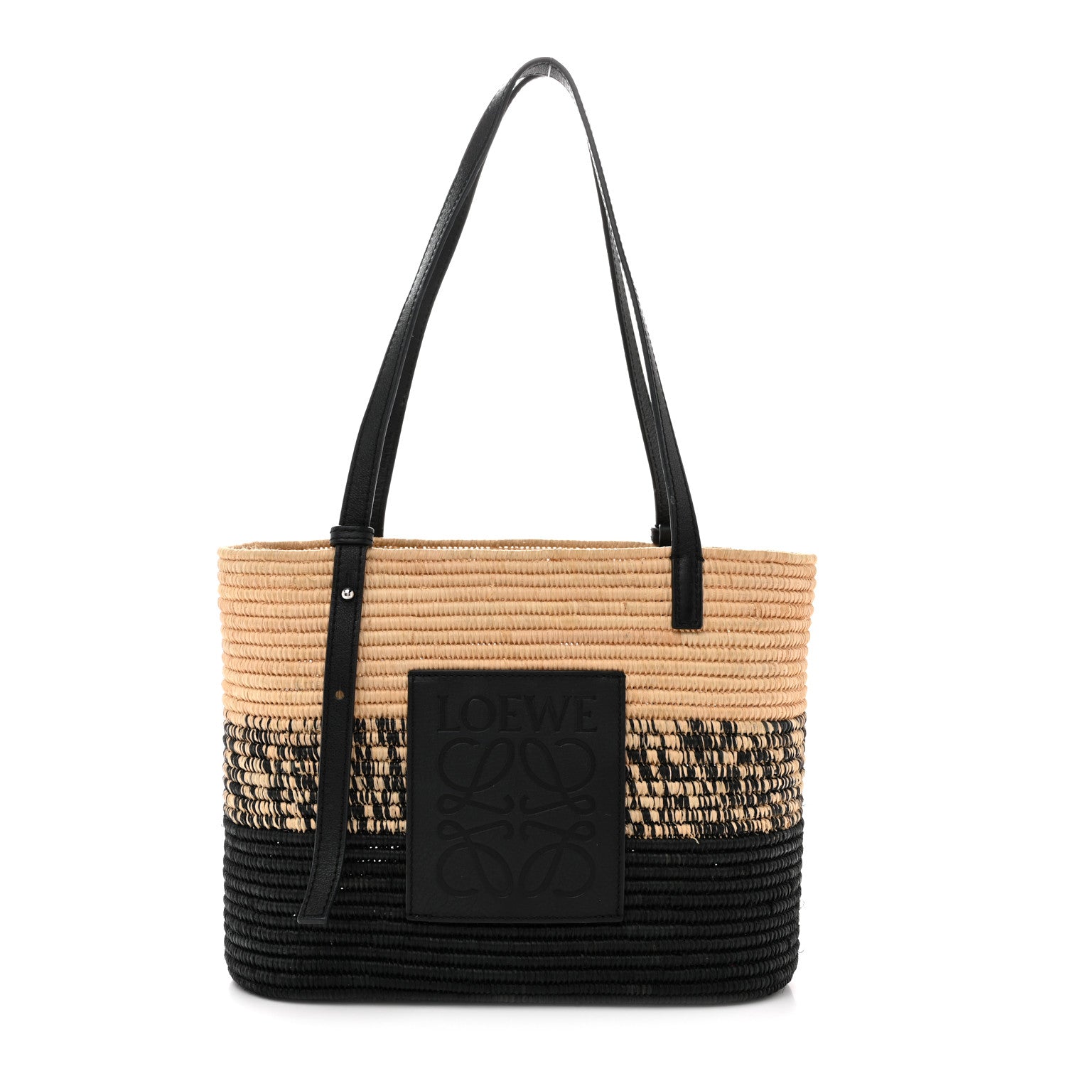 Loewe Raffia Small Square Basket Tote Bag Natural Black 1 of 12