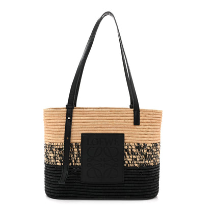 Loewe Raffia Small Square Basket Tote Bag Natural Black 1 of 12