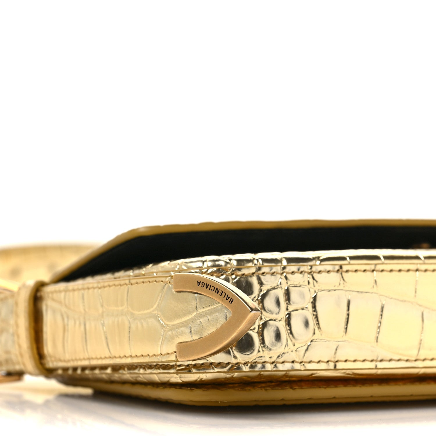 Balenciaga Metallic Calfskin Crocodile Embossed Ghost Sling Bag Gold 7 of 9