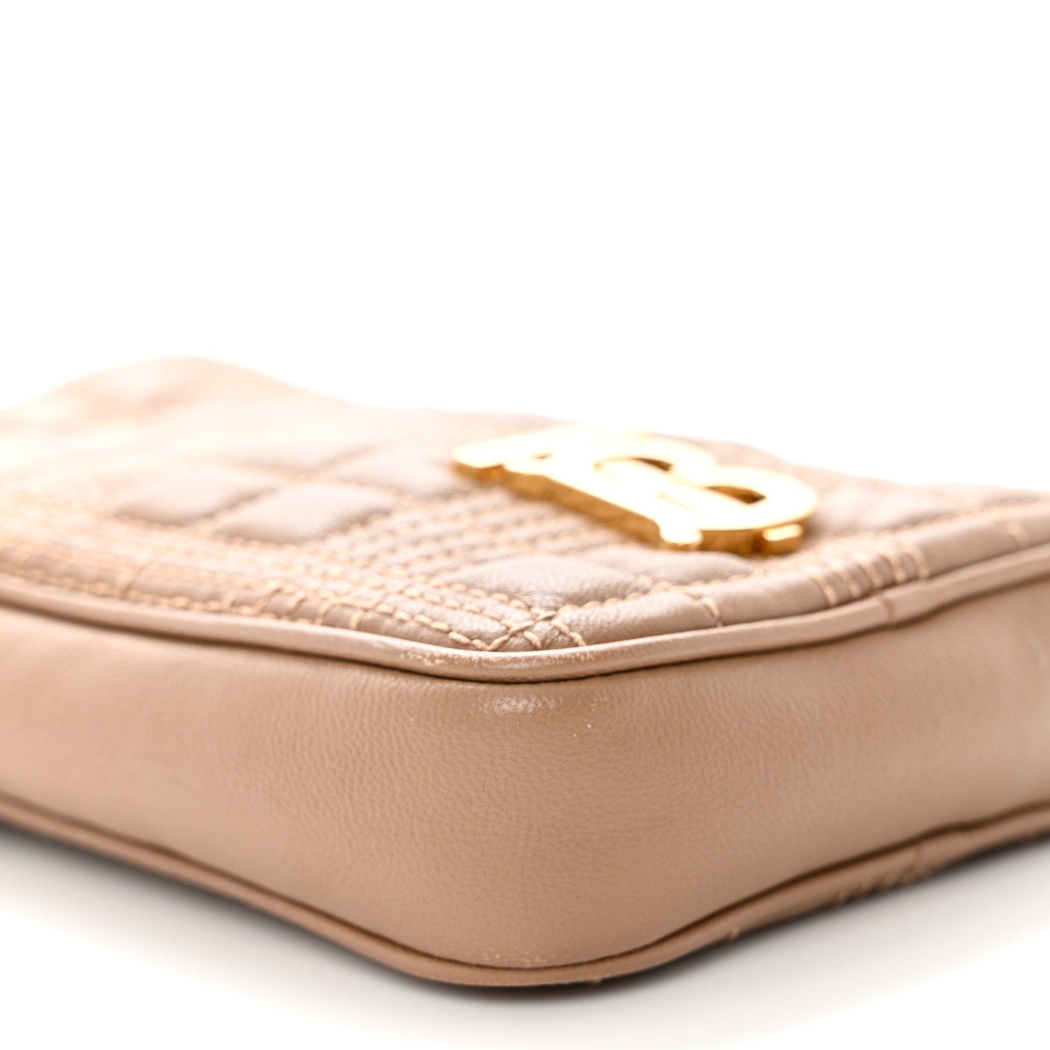 Burberry Lambskin Quilted Mini Lola Vertical Crossbody Bag Camel 8 of 10