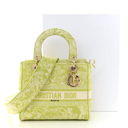 Christian Dior Canvas Toile De Jouy Reverse Embroidered Medium Lady D-Lite Green 11 of 11