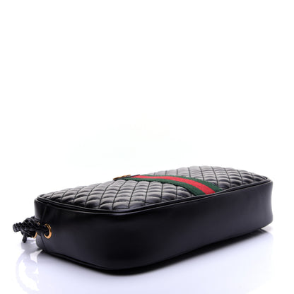 Gucci Calfskin Web Trapuntata Small GG Shoulder Bag Black 4 of 11