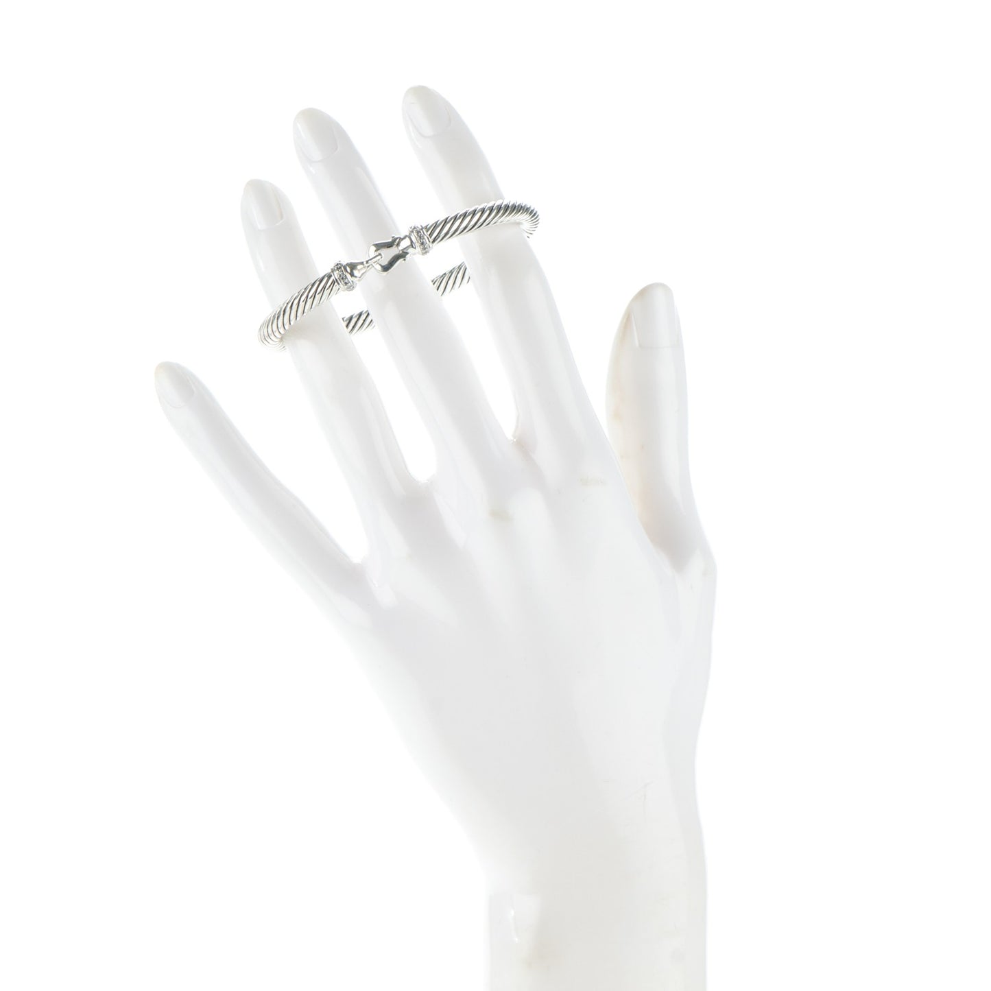 Sterling Silver Diamond 5mm Cable Buckle Bracelet