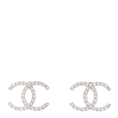 Chanel Baguette Crystal High Society CC Earrings Gold 1 of 3