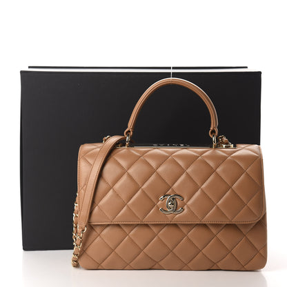 Chanel Lambskin Quilted Medium Trendy CC Flap Dual Handle Bag Light Brown 10 of 10