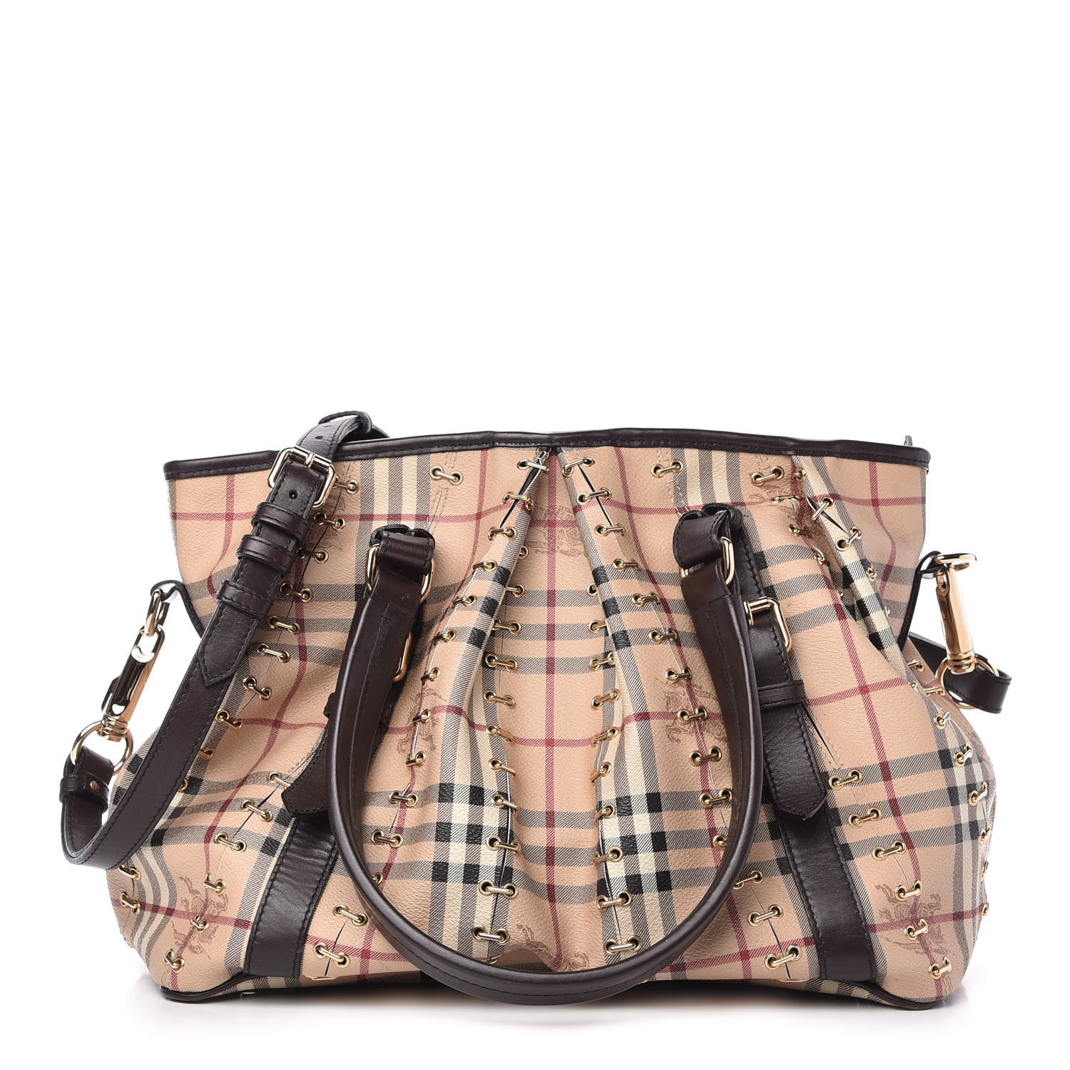 Burberry Haymarket Check Metal Stitch Lowry Dark Brown 1 of 9