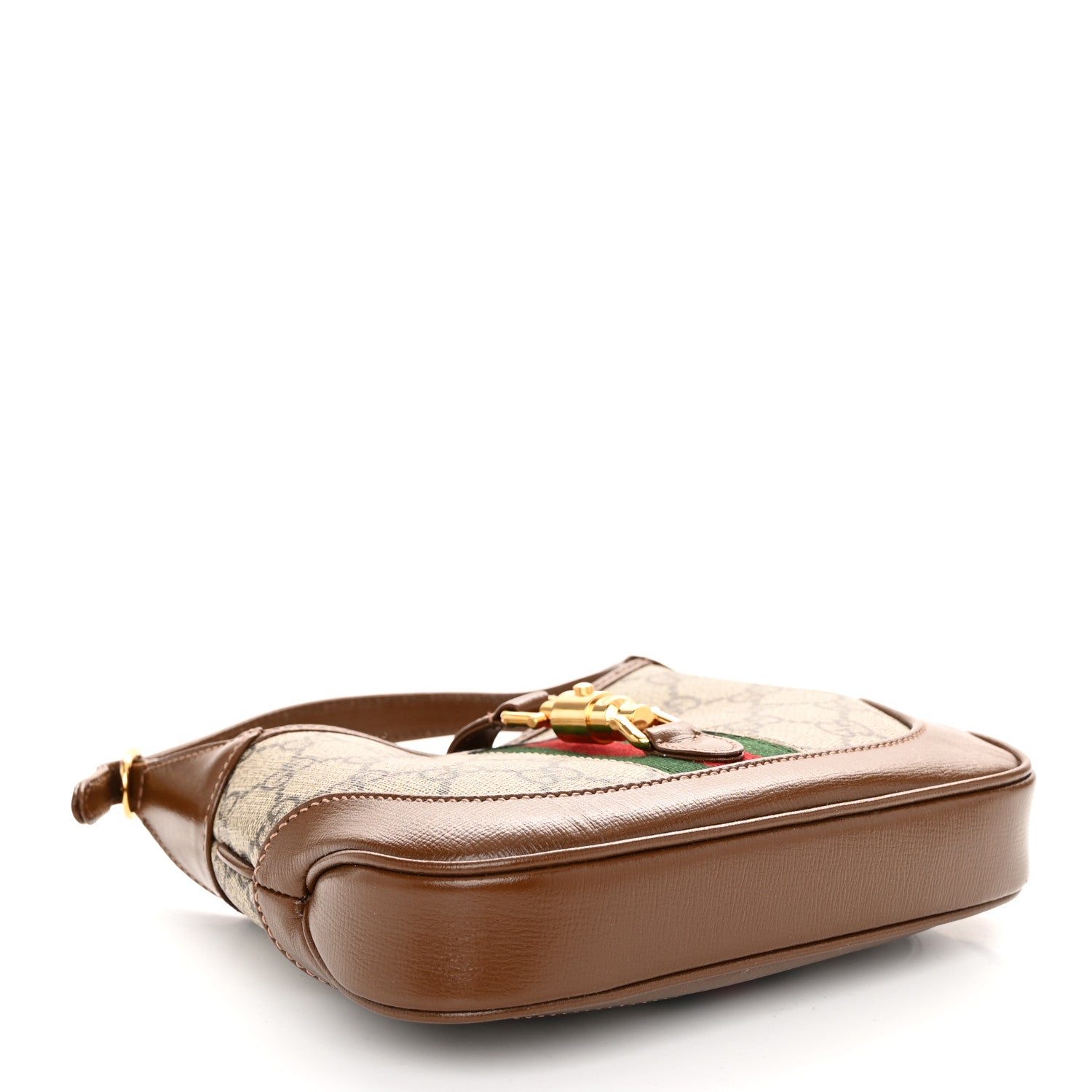Gucci GG Supreme Monogram Azalea Calfskin Web Mini Jackie 1961 Hobo Beige Ebony Brown Sugar 4 of 9