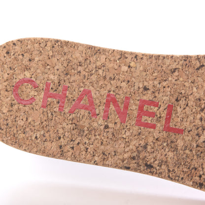 Chanel Tweed Cork Mule Sandal 40 Pink Red 6 of 9