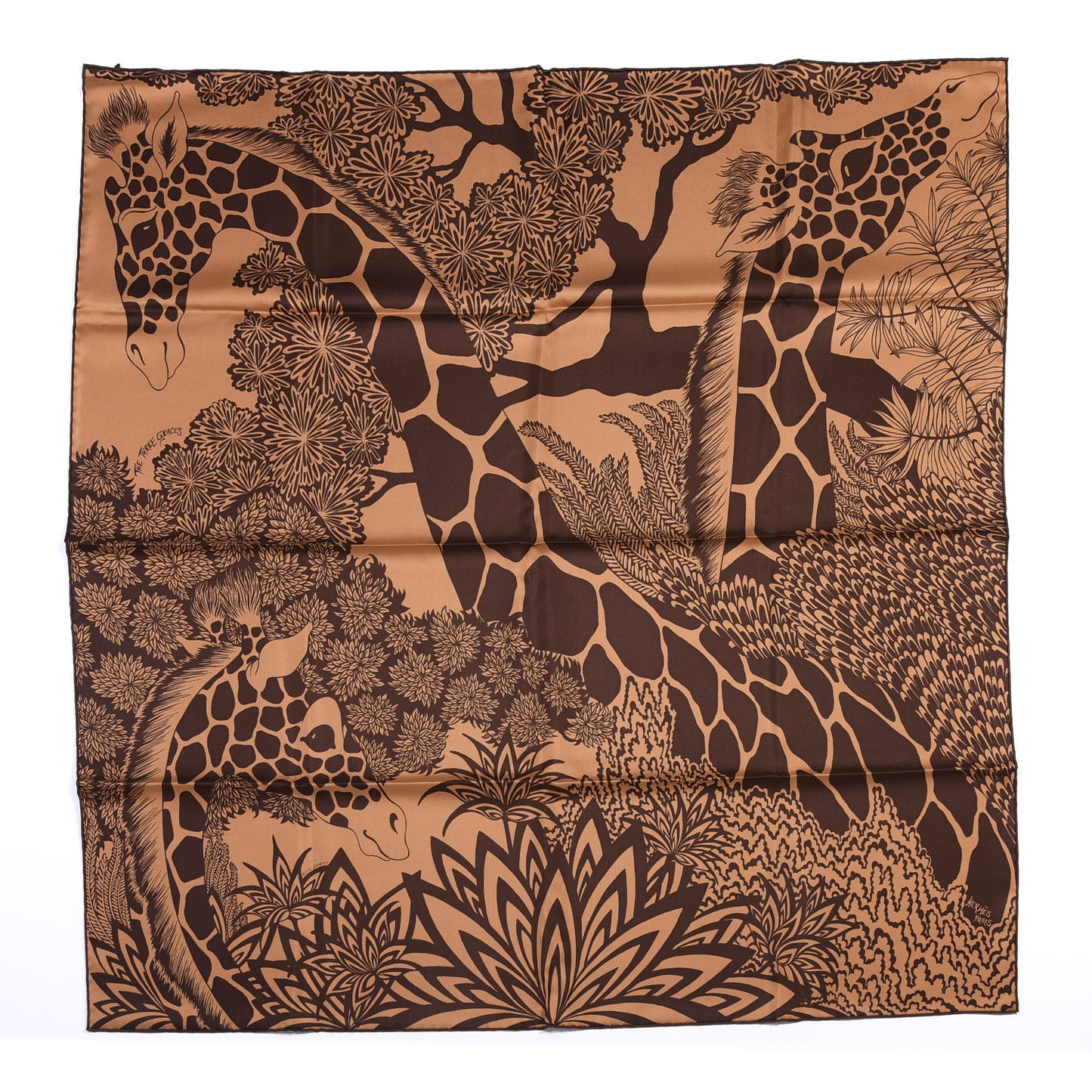 Silk The Three Graces Scarf 90 Tabac Brun