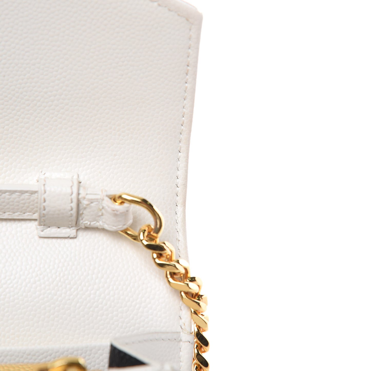 Grain De Poudre Matelasse Chevron Monogram Chain Wallet Porcellana