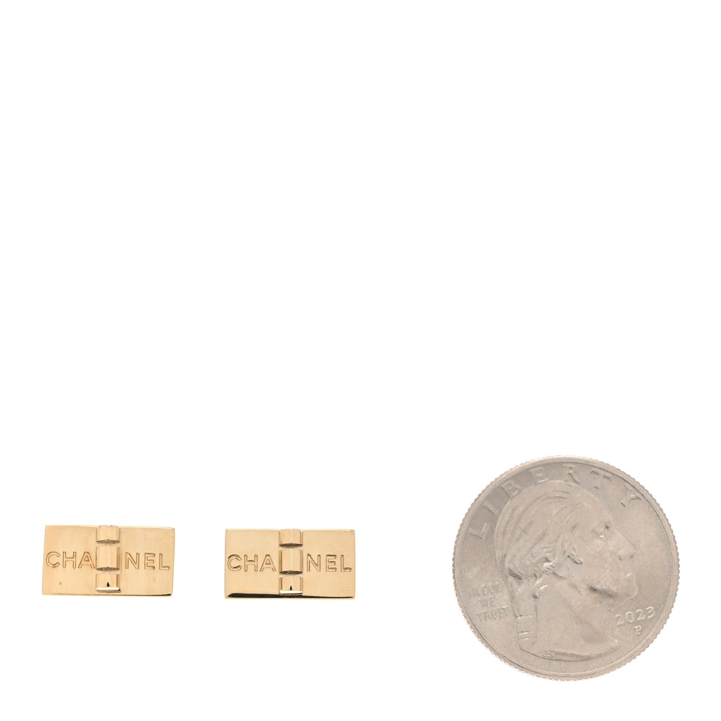 Metal Rectangle Logo Earrings Gold