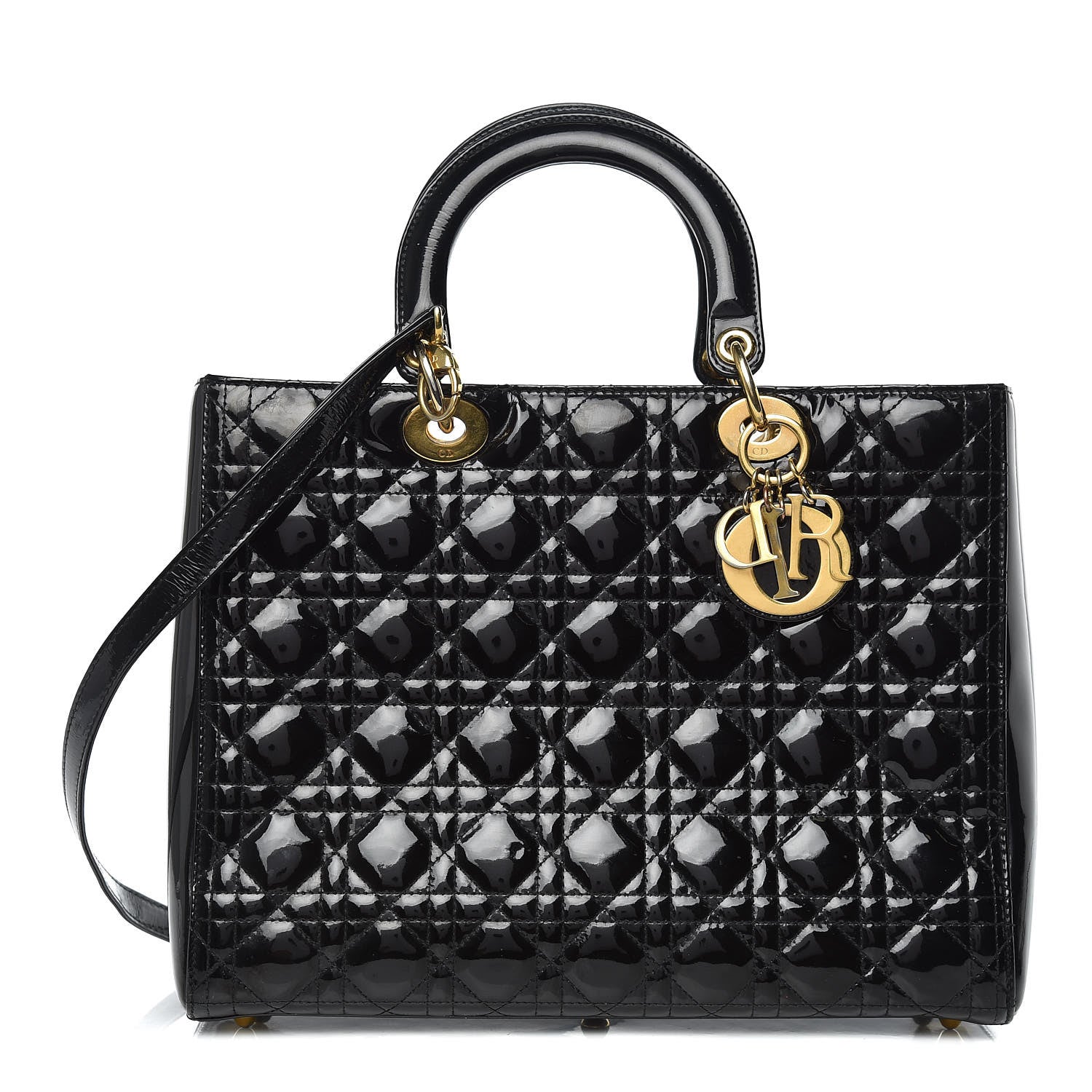 Christian Dior Patent Cannage Large Lady Dior Black 1 of 11