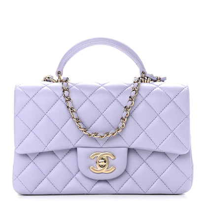 Chanel Lambskin Quilted Mini Top Handle Rectangular Flap Light Purple 1 of 11