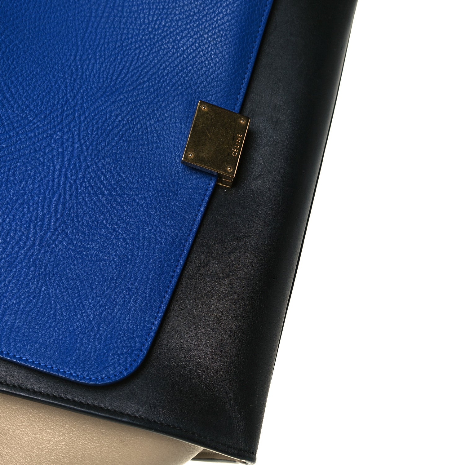 Celine Elephant Calfskin Mediuml Tri-color Trapeze Indigo 6 of 8