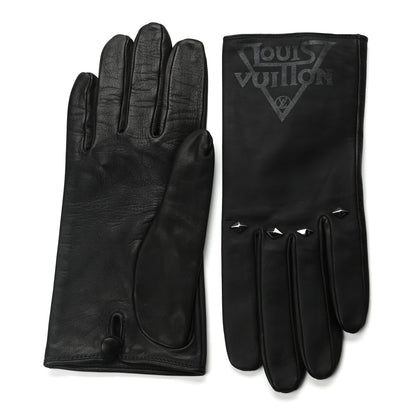 Louis Vuitton Lambskin Silk Studded Gloves 8 Black 2 of 3