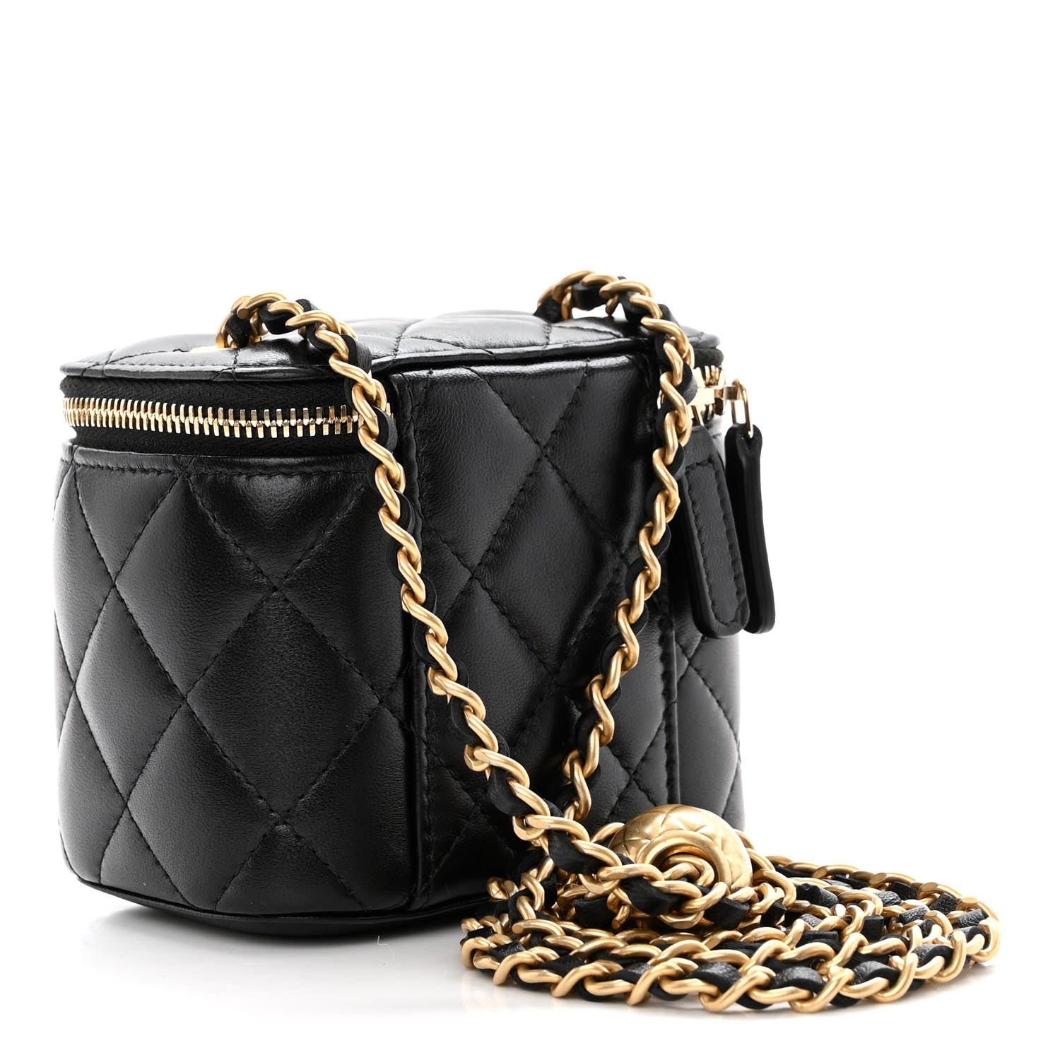 Chanel Lambskin Quilted Mini Pearl Crush Vanity Case With Chain Black 3 of 11