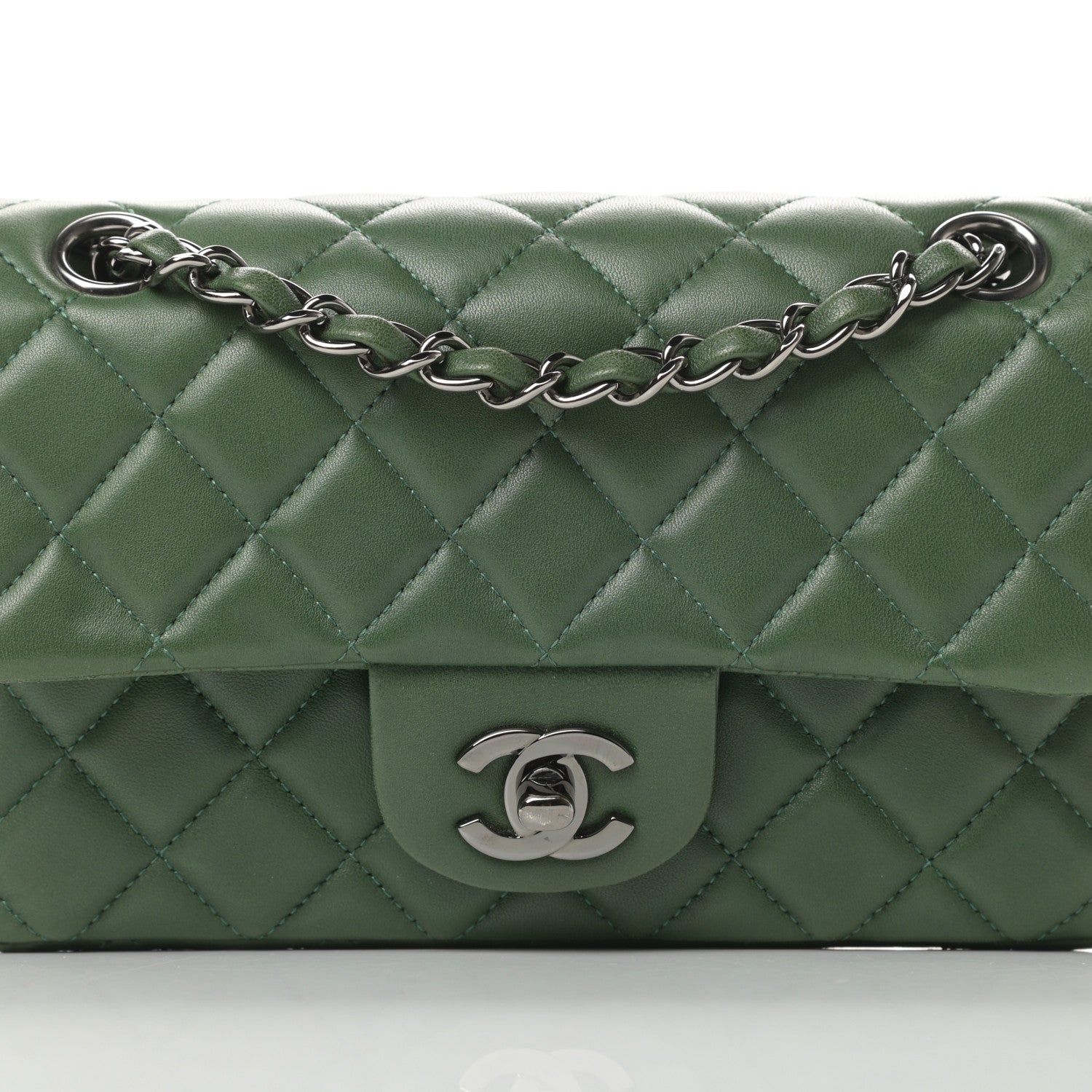 Chanel Lambskin Quilted Mini Rectangular Flap Green 8 of 14