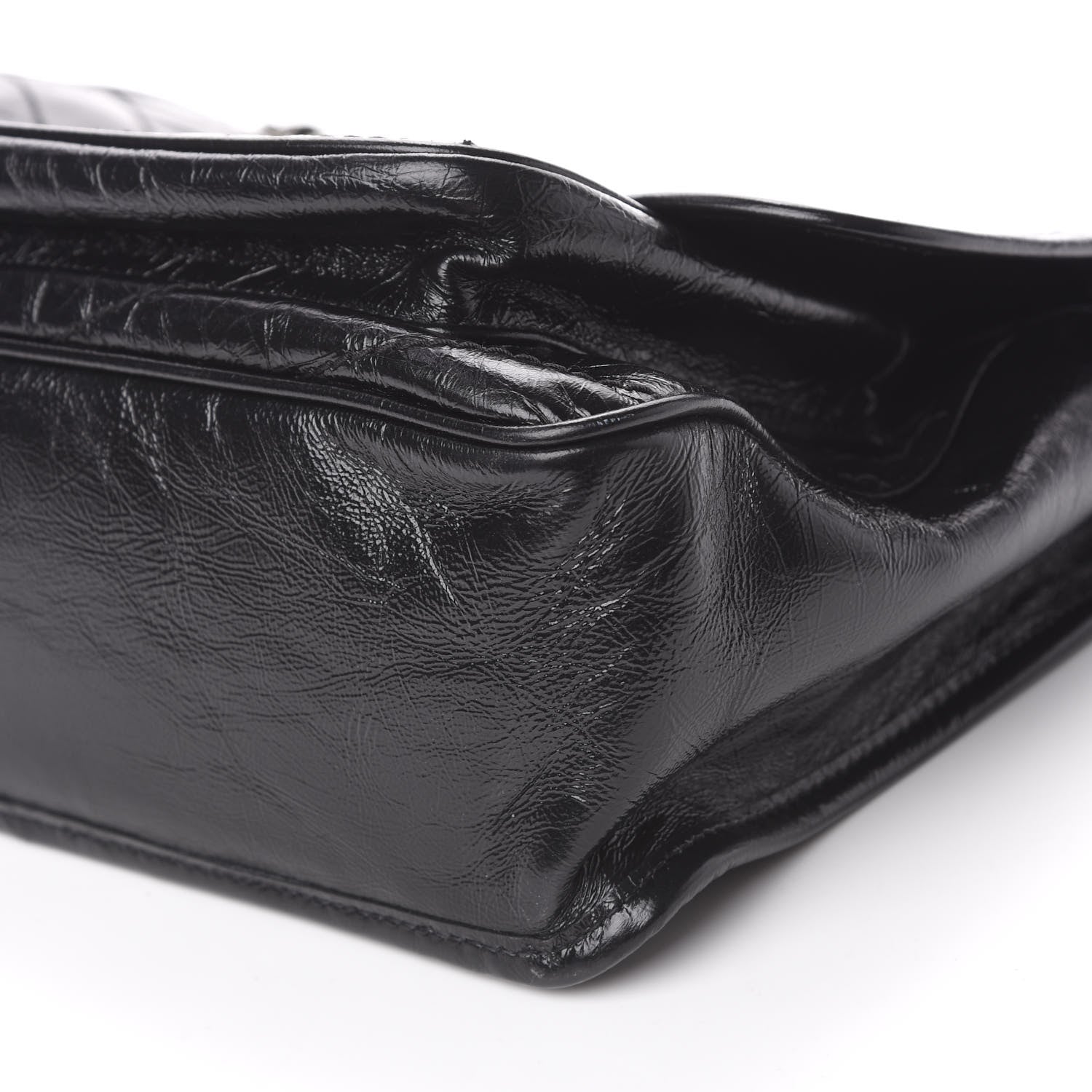 Saint Laurent Crinkled Calfskin Matelasse Monogram Medium Niki Chain Satchel Black 9 of 10
