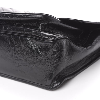 Saint Laurent Crinkled Calfskin Matelasse Monogram Medium Niki Chain Satchel Black 9 of 10