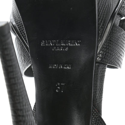 Saint Laurent Calfskin Lizard Embossed Tribute 105 Platform Sandals 37 Black 6 of 10