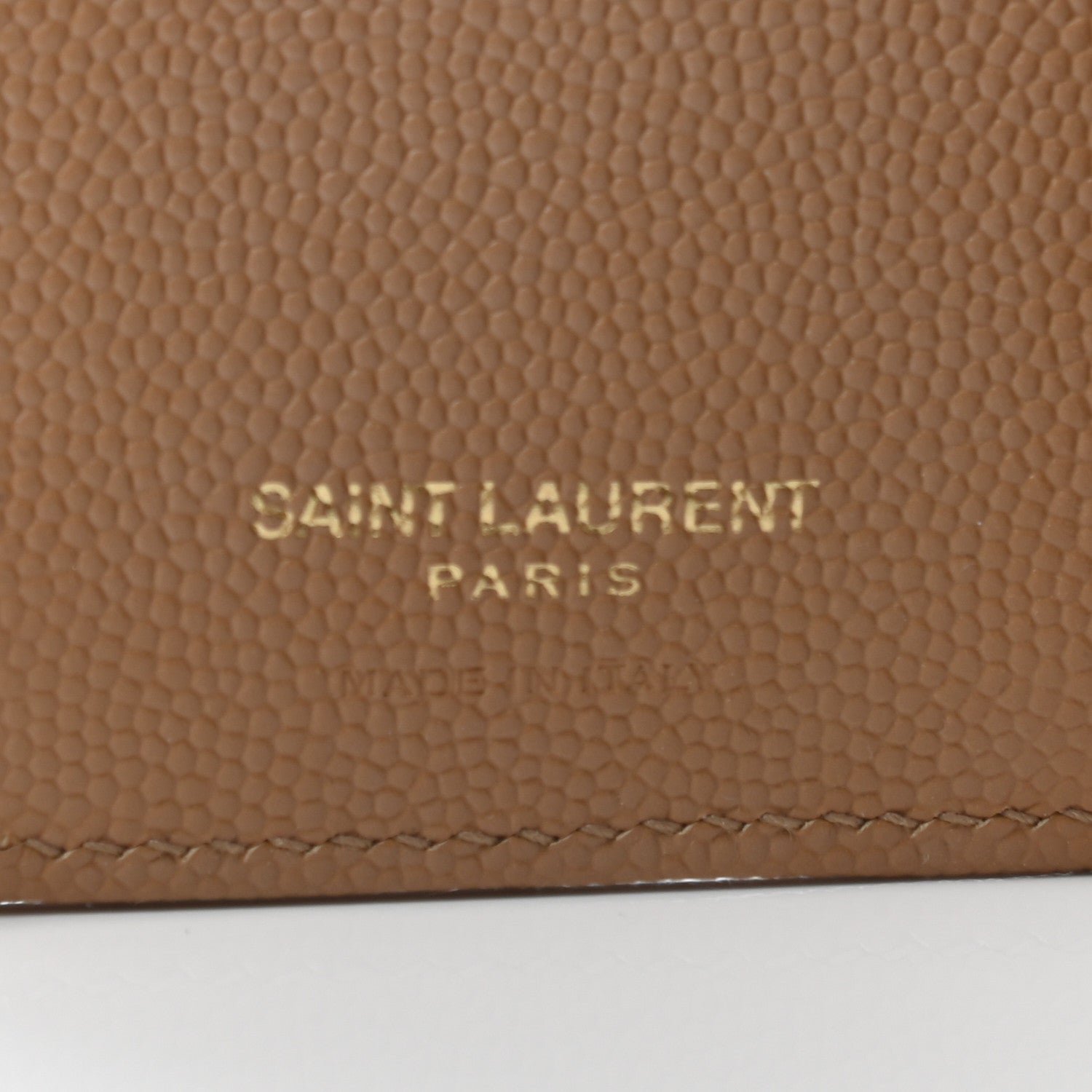 Saint Laurent Grain De Poudre Matelasse Chevron Monogram Zipped Card Case Deep Beige 6 of 6