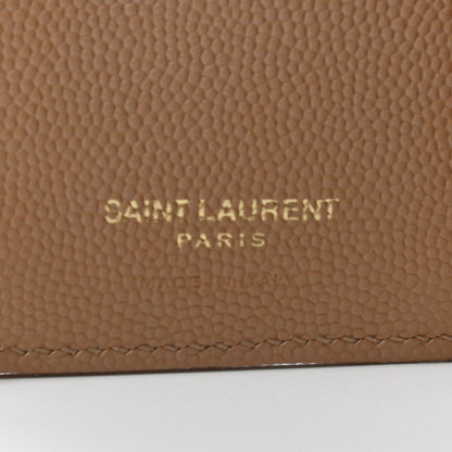 Saint Laurent Grain De Poudre Matelasse Chevron Monogram Zipped Card Case Deep Beige 6 of 6