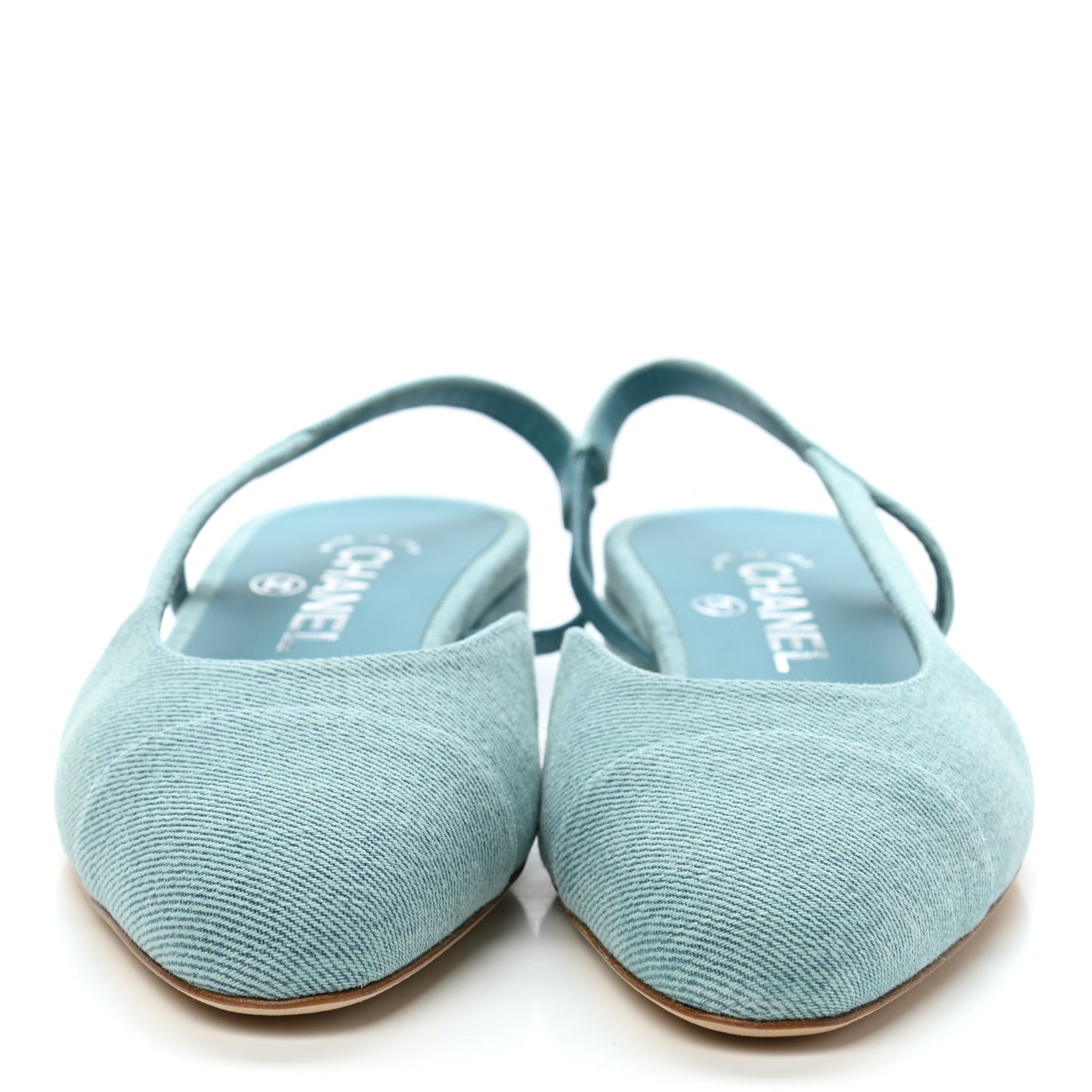 Denim Cap Toe CC Slingback Flats 37 Blue