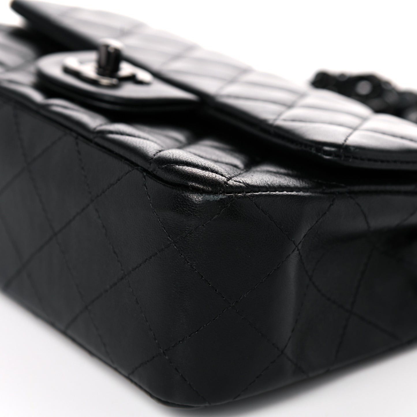 Lambskin Quilted Mini Rectangular Flap So Black