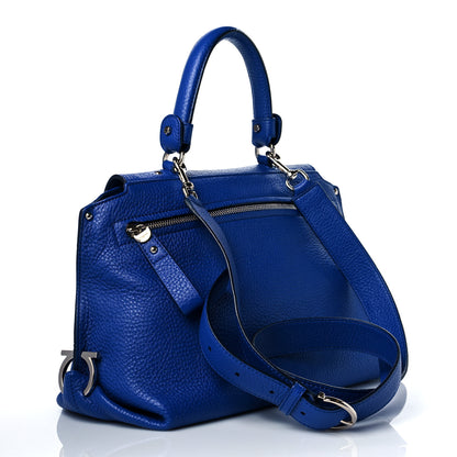 Salvatore Ferragamo Grained Calfskin Sofia Satchel Blue 3 of 10