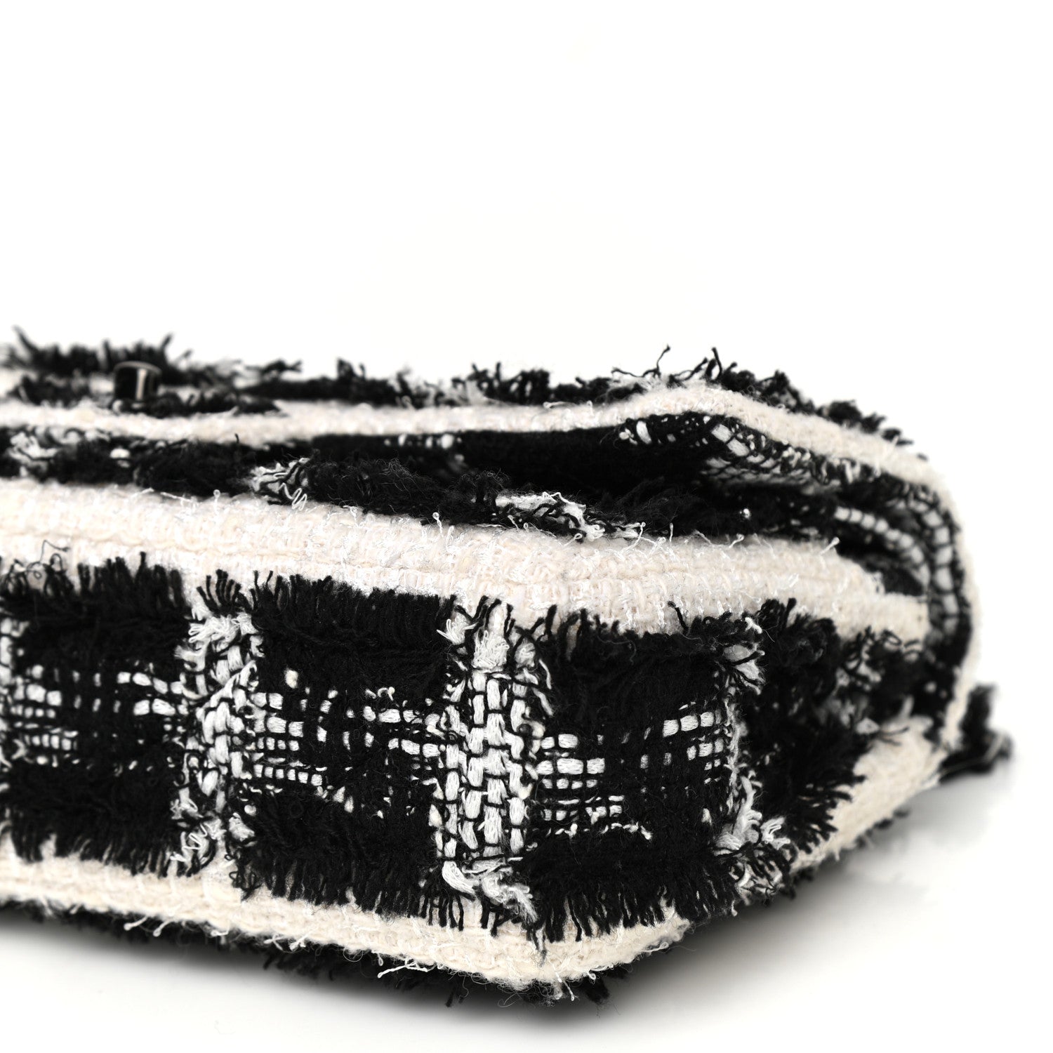 Chanel Tweed Quilted Tartan Medium Double Flap Black White 9 of 9