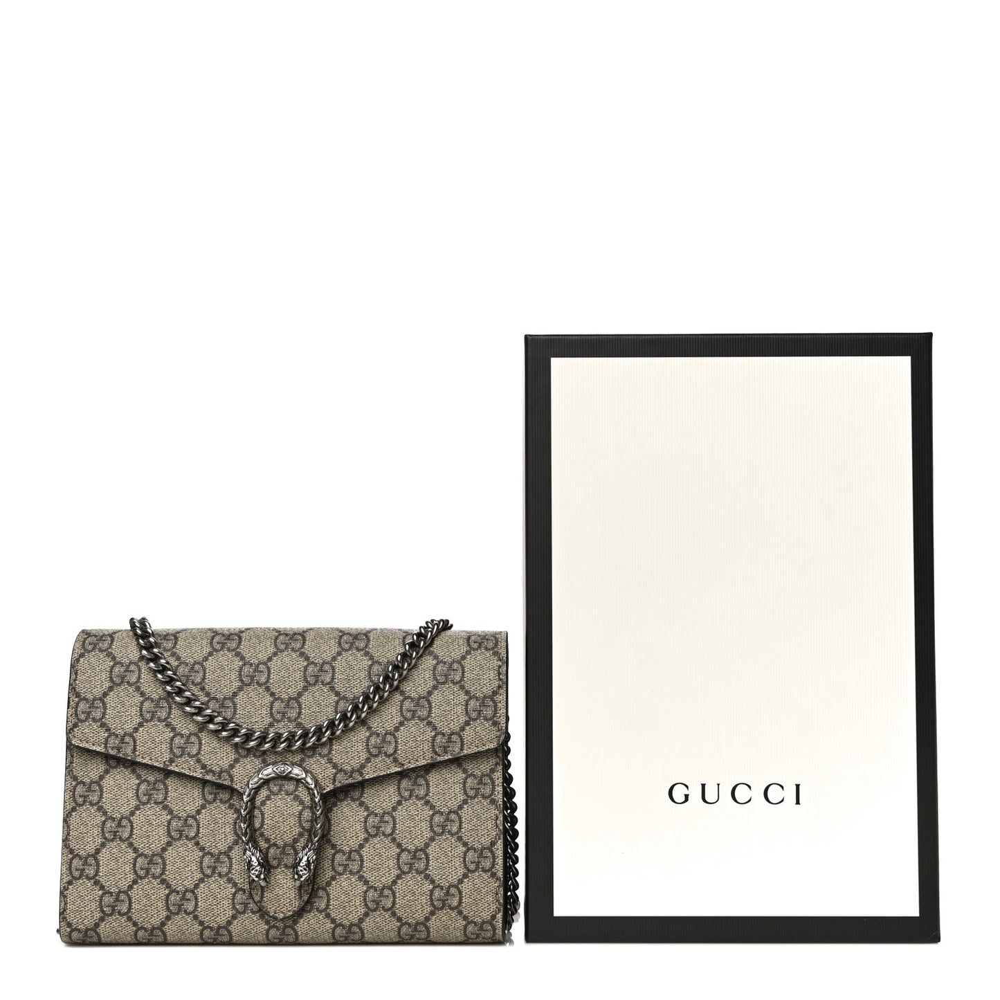 GG Supreme Monogram Mini Dionysus Chain Wallet Beige Taupe