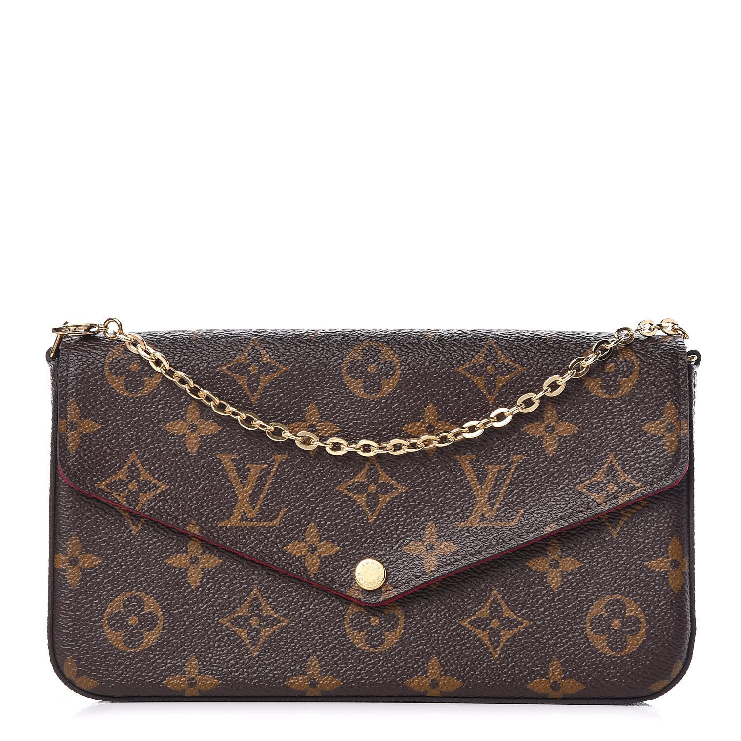 Louis Vuitton Monogram Pochette Felicie Chain Wallet Fuchsia 1 of 13