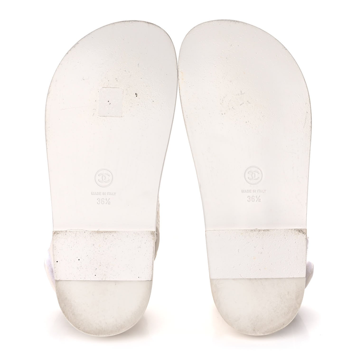 Chanel Calfskin Printed Velcro Dad Sandals 36.5 White 5 of 13