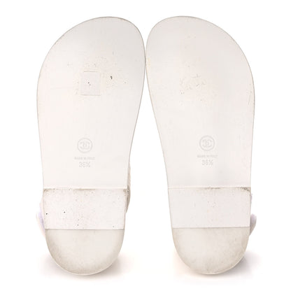 Chanel Calfskin Printed Velcro Dad Sandals 36.5 White 5 of 13