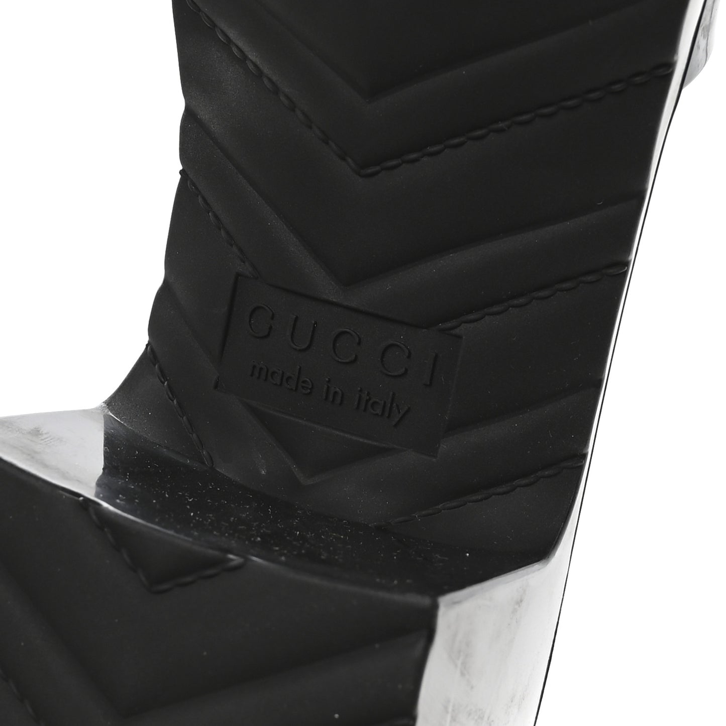 Rubber Gucci Logo Womens Platform 20/60mm Slide Sandals 37 Black