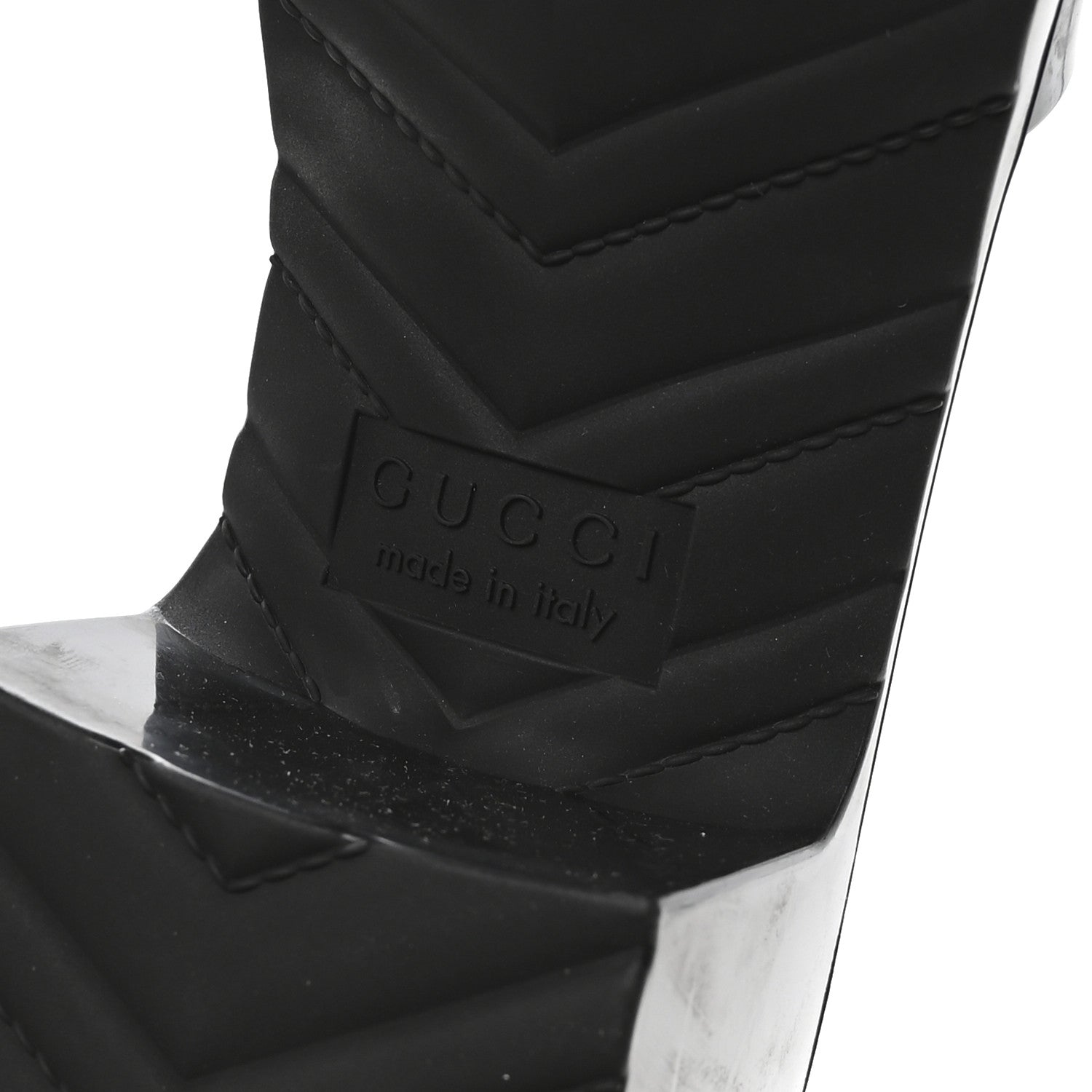 Gucci Rubber Gucci Logo Womens Platform 20/60mm Slide Sandals 37 Black 7 of 9