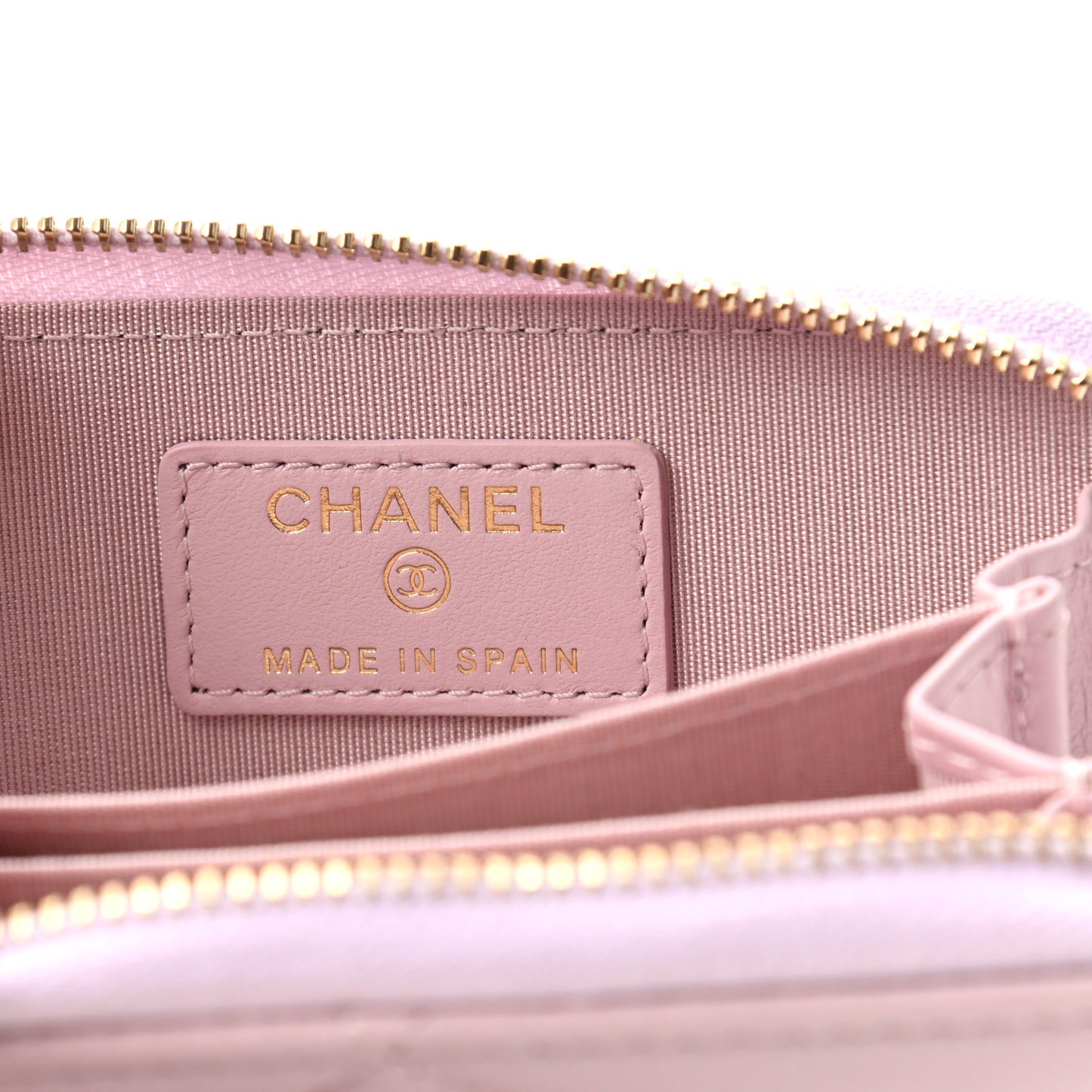 Lambskin Quilted Chanel 19 Zip Around Coin Purse Wallet Light Pink