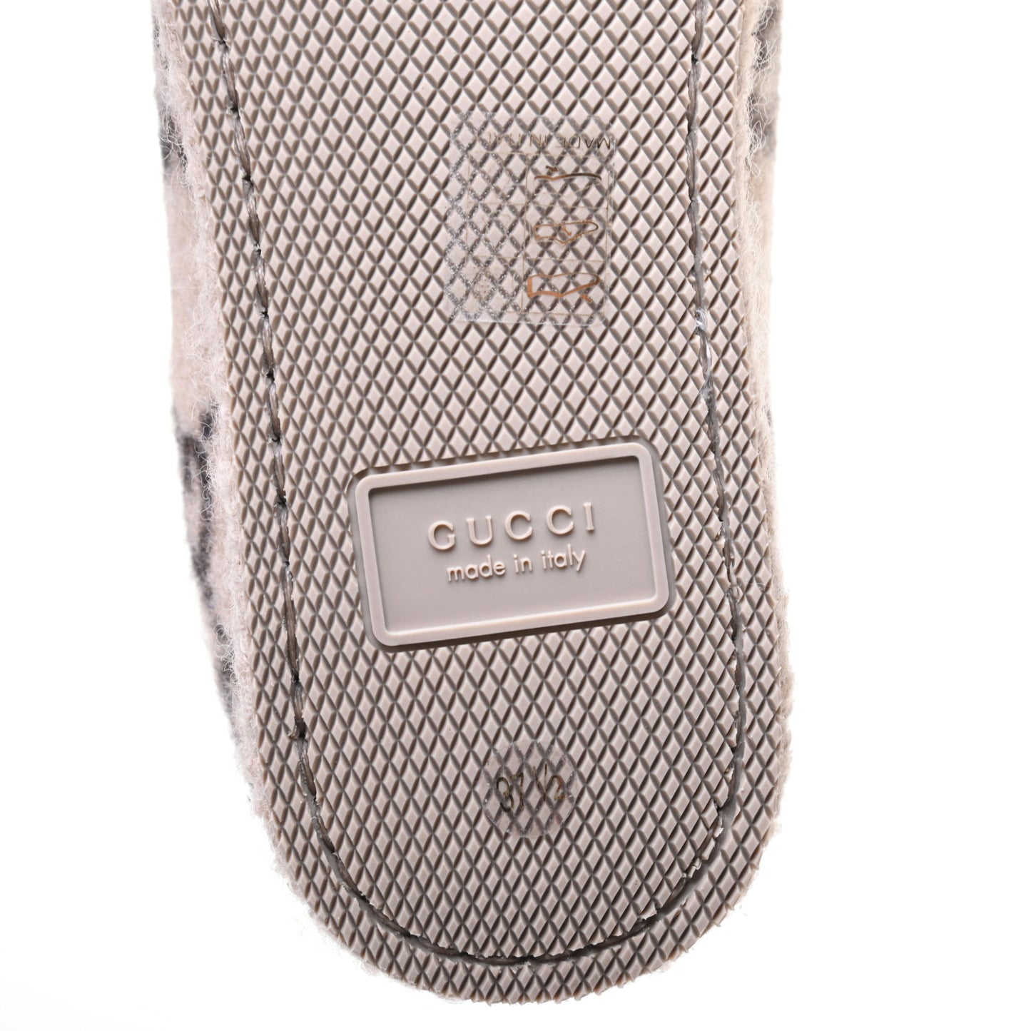 Covered Wool GG Monogram Womens Fria Horsebit Loafers 37.5 Beige Ebony Black Butterscotch