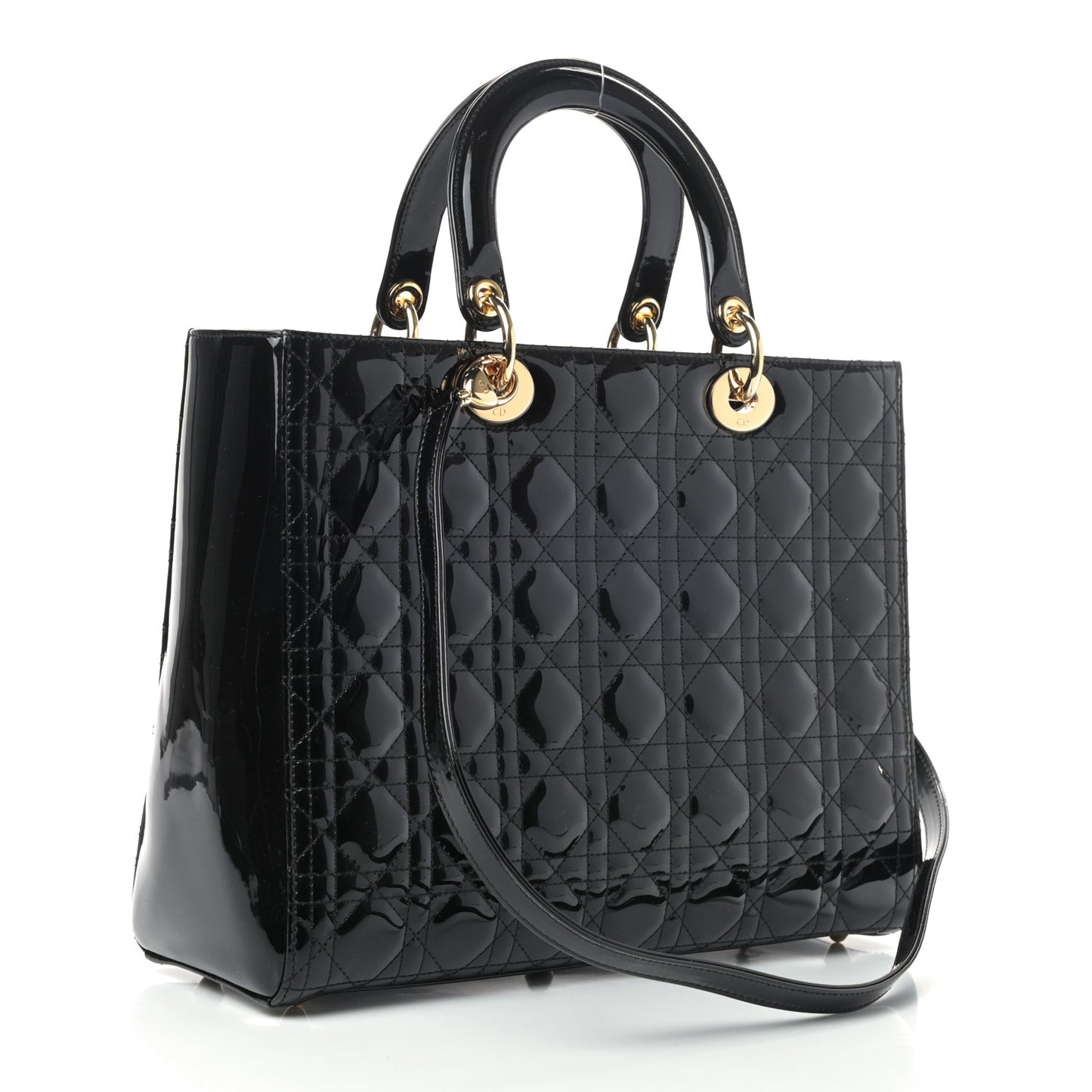 Patent Cannage Large Lady Dior Black