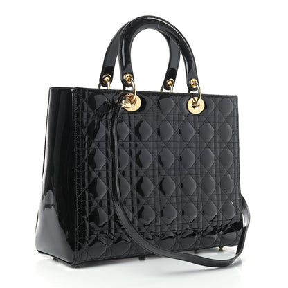 Christian Dior Patent Cannage Large Lady Dior Black 2 of 9