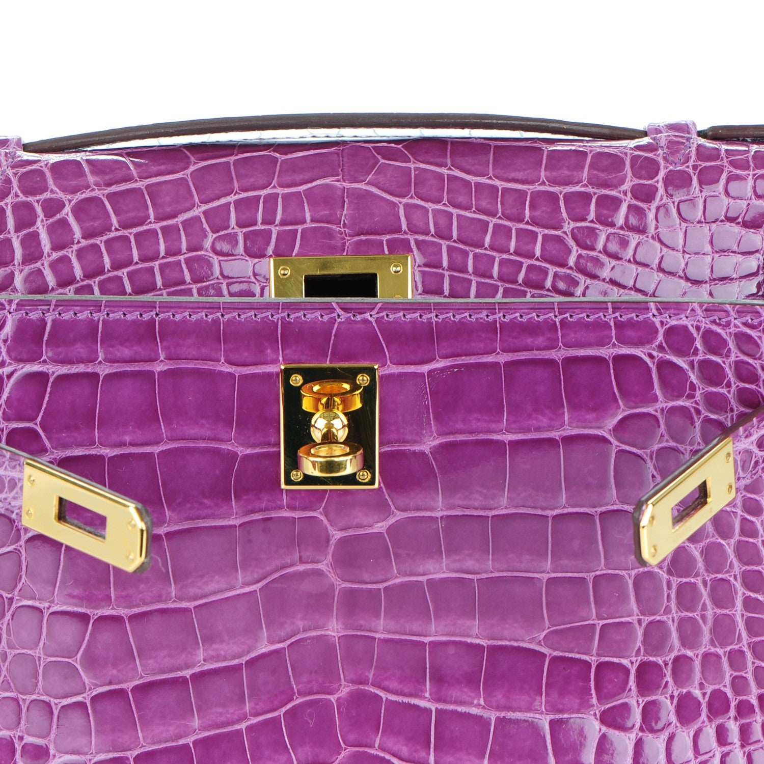 Hermes Shiny Alligator Kelly Pochette Violet 7 of 21