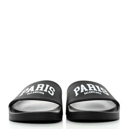 Balenciaga Rubber Paris Logo Womens Slide Sandals 37 Black 2 of 9